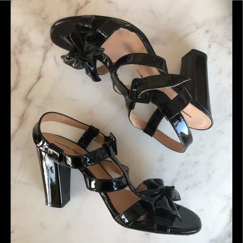 COPY - Sz 8.5 Nanette Lepore black patent bow hee…